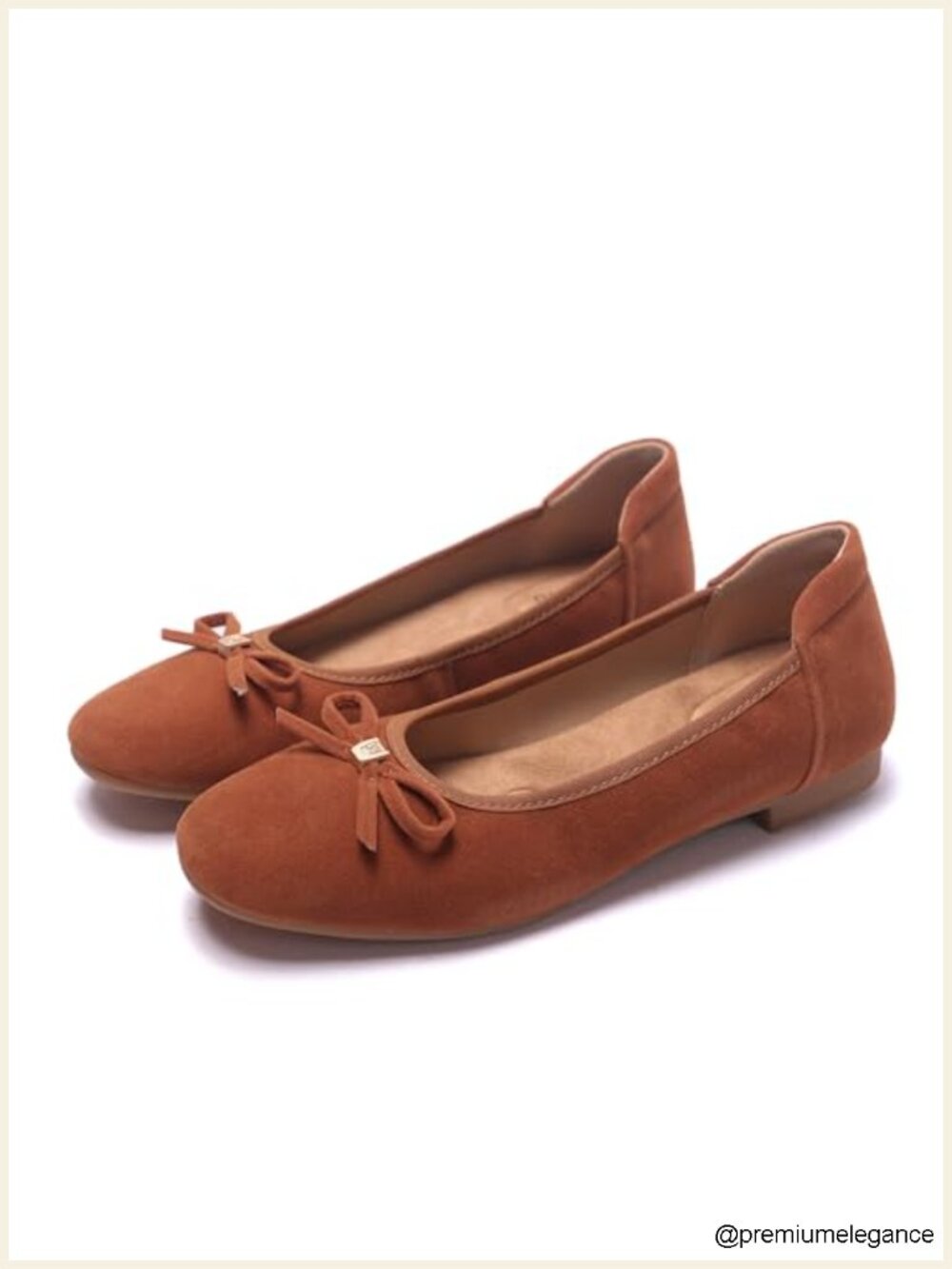 Women's Comfortable Round Toe Bow Ballet Flats - Faux Suede, Memory Foam,